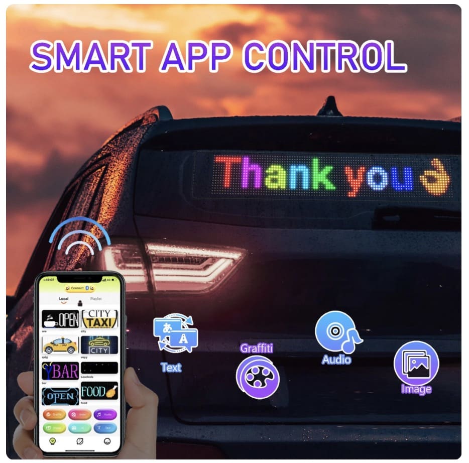 Mobiiltelefoni jaoks paindlik auto led-reklaamiekraan