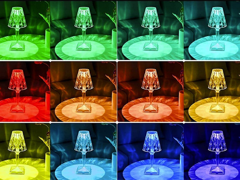 laualamp klaasist kristallvalgustus värviline led öö rgb lamp